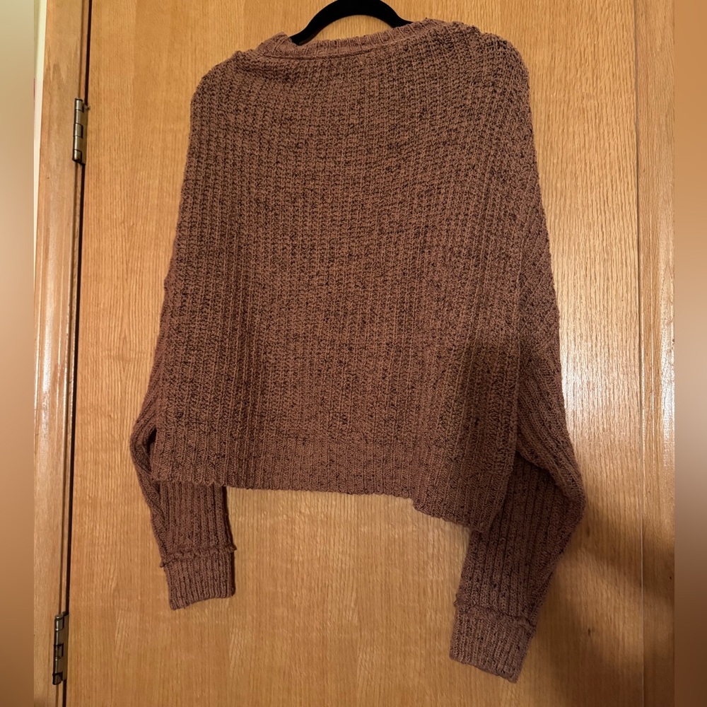 WORN ONCE: Free People Dusty Rose Cable Knit Cropped Sweater - Picture 3 of 3